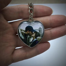 Load image into Gallery viewer, Personalized Customization photo double sided heart shaped keychain gift for girlfriend
