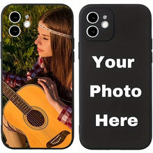 Load image into Gallery viewer, Custom Pictures Phone Case, Personalized Phone Cases, Customized Photo Black Edge TPU Cover for Birthday Christmas Family Valentine&#39;s Day
