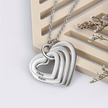 Load image into Gallery viewer, Personalized Stainless Steel Engraved Name Necklace Custom Name Multilayer Heart Pendant Necklace Charm Women&#39;s Name Plate Jewelry Holiday Ornament Gifts For Girlfriend
