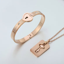 Load image into Gallery viewer, Lock Bracelet and Key Necklace Set
