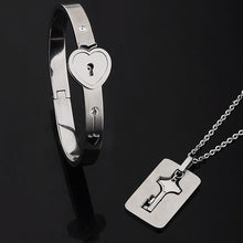 Load image into Gallery viewer, Lock Bracelet and Key Necklace Set
