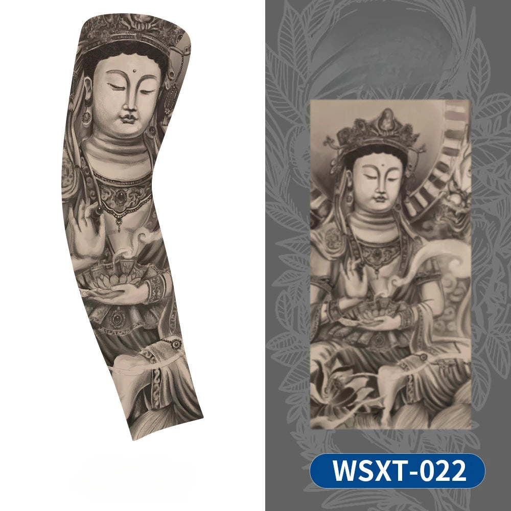 New Cooling Arm Warmer Unisex Quick Dry UV Protection Outdoor Cycling Arm Sleeves Fashion Tattoo Printed Sun-protective Sleeve