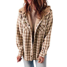 Load image into Gallery viewer, Plush Check Print Hooded Coat
