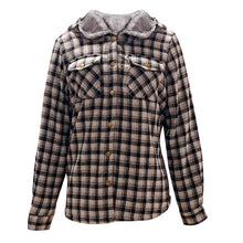 गैलरी व्यूवर में इमेज लोड करें, Plush Check Print Hooded Coat
