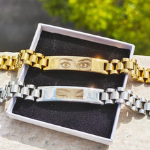 Load image into Gallery viewer, Personalized Eyes Photo Couple Bracelet Customized Picture Bracelet Engravable Picture Stainless Steel Gifts for Family Father
