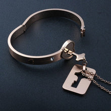 Load image into Gallery viewer, Lock Bracelet and Key Necklace Set
