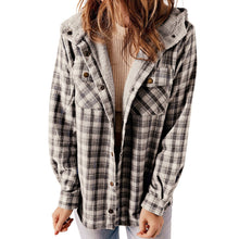 Load image into Gallery viewer, Plush Check Print Hooded Coat
