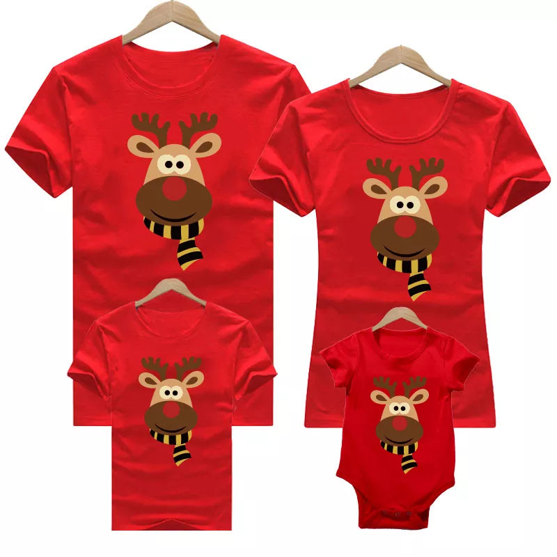 Christmas family outfit Tshirt Mommy Daddy Deer Santa Christmas outfits for kids Baby romper red christmas clothes