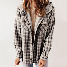 Load image into Gallery viewer, Plush Check Print Hooded Coat
