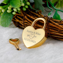 Load image into Gallery viewer, Customized Name Padlock Key Valentine&#39;s Day Love Lock Personalized Date Couple Keychain Key and Lock Fashion Jewelry Couple Gift
