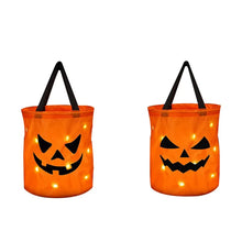 Load image into Gallery viewer, LED Light Halloween Trick or Treat Bucket Pumpkin Candy Bags Collapsible Halloween Basket for Thanksgiving Party Gift Basket
