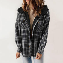 गैलरी व्यूवर में इमेज लोड करें, Plush Check Print Hooded Coat
