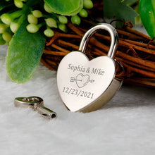 Load image into Gallery viewer, Customized Name Padlock Key Valentine&#39;s Day Love Lock Personalized Date Couple Keychain Key and Lock Fashion Jewelry Couple Gift
