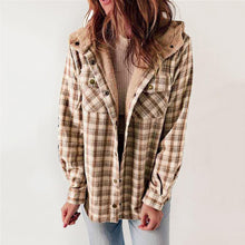 Load image into Gallery viewer, Plush Check Print Hooded Coat
