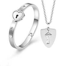 Load image into Gallery viewer, Lock Bracelet and Key Necklace Set
