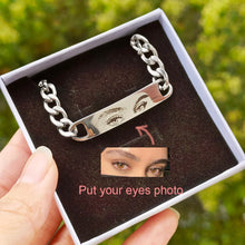 Load image into Gallery viewer, Personalized Eyes Photo Couple Bracelet Customized Picture Bracelet Engravable Picture Stainless Steel Gifts for Family Father
