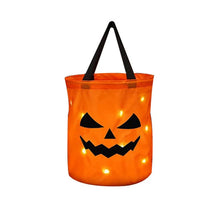 Load image into Gallery viewer, LED Light Halloween Trick or Treat Bucket Pumpkin Candy Bags Collapsible Halloween Basket for Thanksgiving Party Gift Basket
