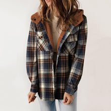 Load image into Gallery viewer, Plush Check Print Hooded Coat
