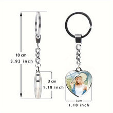 Load image into Gallery viewer, Personalized Customization photo double sided heart shaped keychain gift for girlfriend
