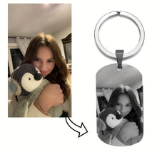 Load image into Gallery viewer, Personalized Stainless Steel Keychain - Custom Photo Key Tag for Pet Lovers, Valentine&#39;s Day, Birthdays and Memorials
