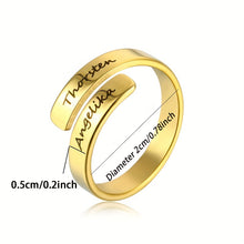 Load image into Gallery viewer, Personalized Stainless Steel Ring with 18k Gold Plating - Engrave 2 Names (Up to 25 Characters) - Perfect for Men and Women
