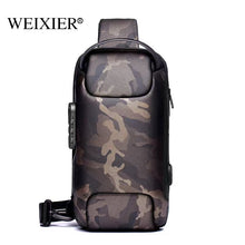 Load image into Gallery viewer, New Carbon Fiber USB charging sport sling Anti-theft shoulder bag
