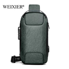 Load image into Gallery viewer, New Carbon Fiber USB charging sport sling Anti-theft shoulder bag
