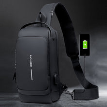 Load image into Gallery viewer, New Carbon Fiber USB charging sport sling Anti-theft shoulder bag
