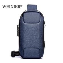 Load image into Gallery viewer, New Carbon Fiber USB charging sport sling Anti-theft shoulder bag
